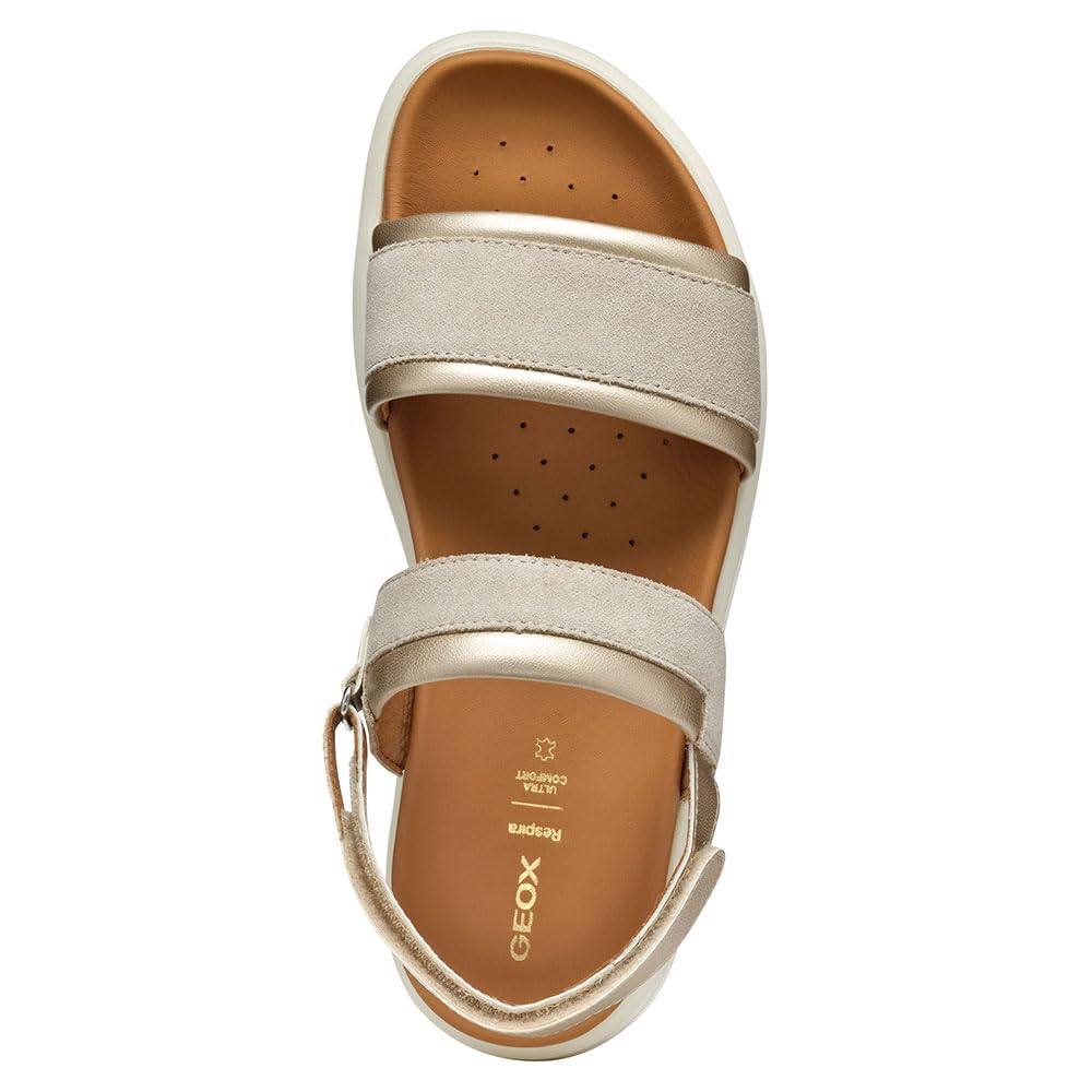 Geox D XAND 2S A, Sandalia Mujer, Lt Taupe/Lt Gold, 41 EU