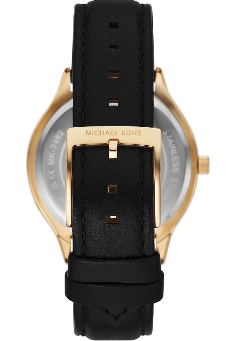 Michael Kors Slim Runway Watch for Women, 38mm Quartz Three Hand Movement with Leather Strap