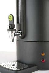 HENDI Hervidor de agua eléctrico 9L, dispensador de bebidas calientes, termo de una pared para vino, té, hasta 100°C, 230V, 50/60Hz, 950W, 307x330x(H)450mm, negro mate, acero inoxidable, PP