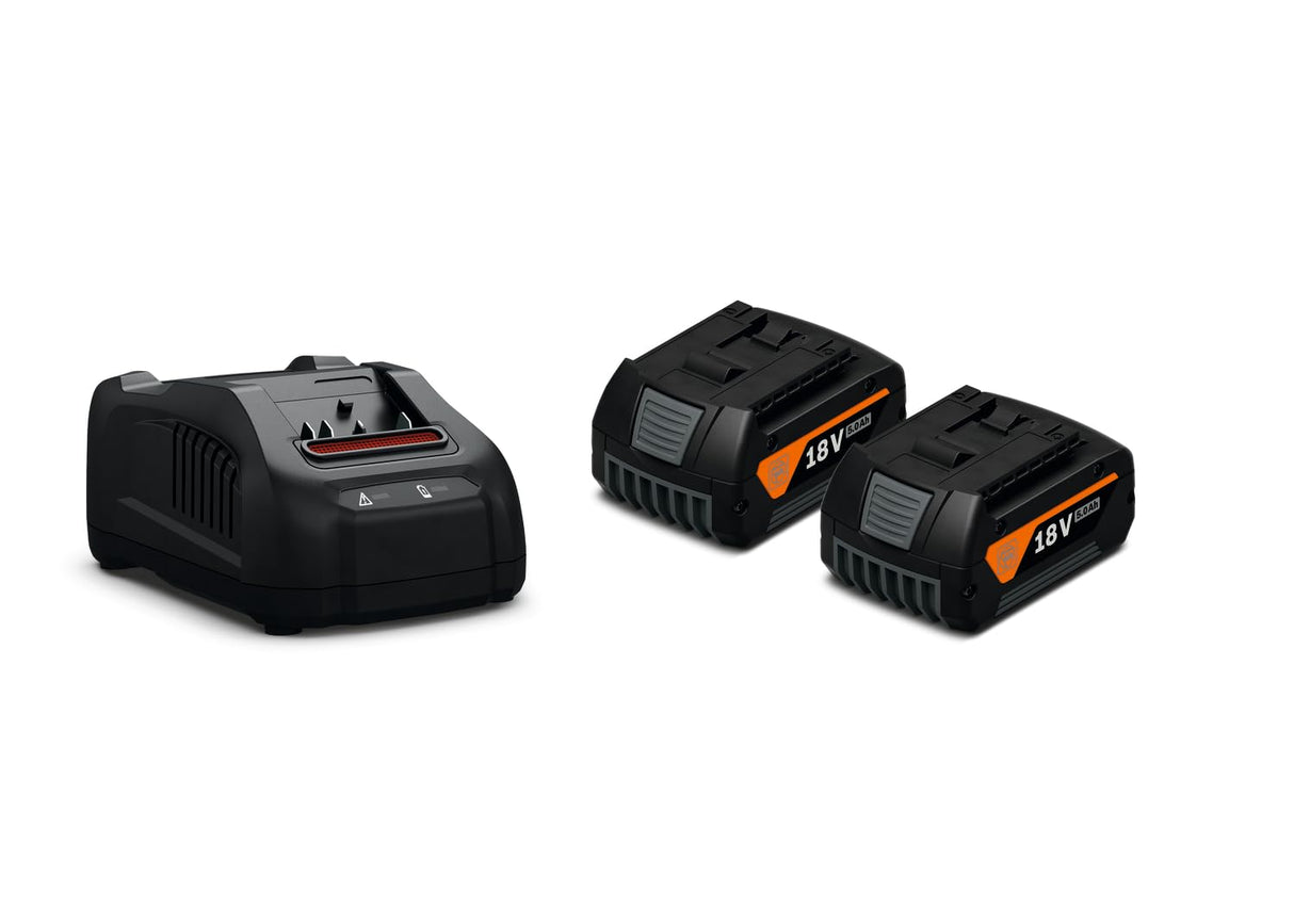 FEIN Taladro atornillador a batería, ABS 18 Q AS, 2 velocidades, Con motor sin escobillas y alojamiento QuickIN, para perforar hasta 13 mm y Roscar hasta M10, con 2 baterías 18V 5Ah y cargador
