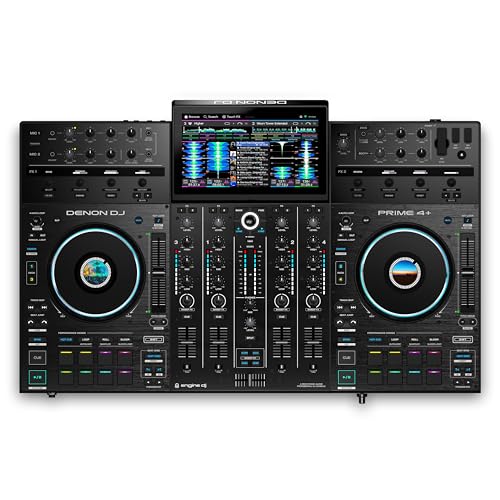 Denon DJ PRIME 4+ controlador DJ autónomo con Separación de Stems en 4 Decks, streaming por wifi, Mezclador, pantalla táctil 10,1", control de luces