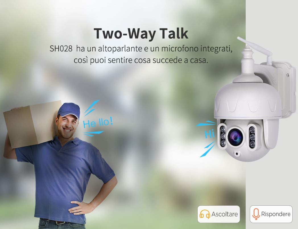 Modelo SH028 Cámara PTZ Zoom óptica 5 x WiFi Ap Hotspot inalámbrica Infrarrojos 2.0 megapíxeles HD IR Cut ONVIF P2P Ranura Micro SD