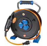 as - Schwabe Cable de extensión Naranja de 40 m con 3 enchufes de protección IP44, Fabricado en Alemania, Color Negro I 23829