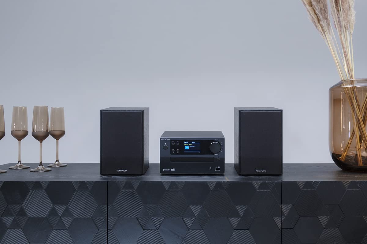 Microcadena HiFi Kenwood M-725DAB-B con CD, USB, Dab+ y Bluetooth Audio-Streaming. Color: Negro - Mini Equipo de Musica para casa