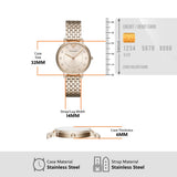 Emporio Armani Reloj de señora, movimiento de dos manecillas, caja de acero rosa de 32 mm con correa de acero, AR11062, Tono dorado claro