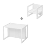 roba Grupo de Asiento de Estilo rústico para niños, 1 Taburete y un Banco para niños Convertible a la Mesa, Color Blanco