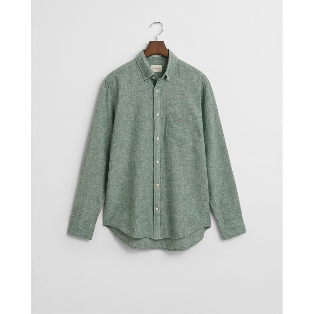 GANT Reg Cotton Linen Shirt Camisa, Verde leñoso, 4XL Hombres
