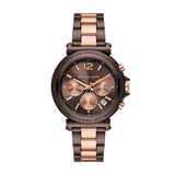 Michael Kors Reloj Maren para Mujer, Movimiento cronógrafo de Cuarzo con Correa de Acero o Piel, Marrón Oscuro, 40 mm