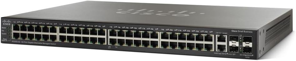 Cisco SG500-52 Managed L3 Gigabit Ethernet (10/100/1000) Black – Network Switch (Managed Network Switch, L3, Gigabit Ethernet (10/100/1000), 1000BASE-T,100BASE-TX,10BASE-T, IEEE 802.1D,IEEE 802.1Q