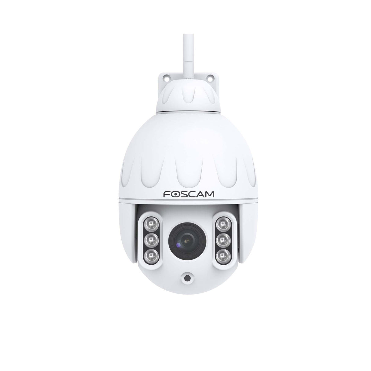 Foscam Cámara de vigilancia SD4 4 MP Dual Band WiFi PTZ Dome con Zoom óptico de 4 aumentos y visión Nocturna hasta 50 Metros, detección de Personas, Movimiento y Ruido, Color Blanco