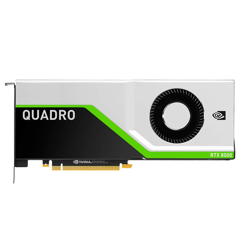 PNY VCQRTX8000-PB - Tarjeta gráfica (Quadro RTX 8000, 48 GB, GDDR6, 7680 x 4320 Pixeles, PCI Express x16 3.0, 1 Ventilador(es)) Negro, Verde, Plata