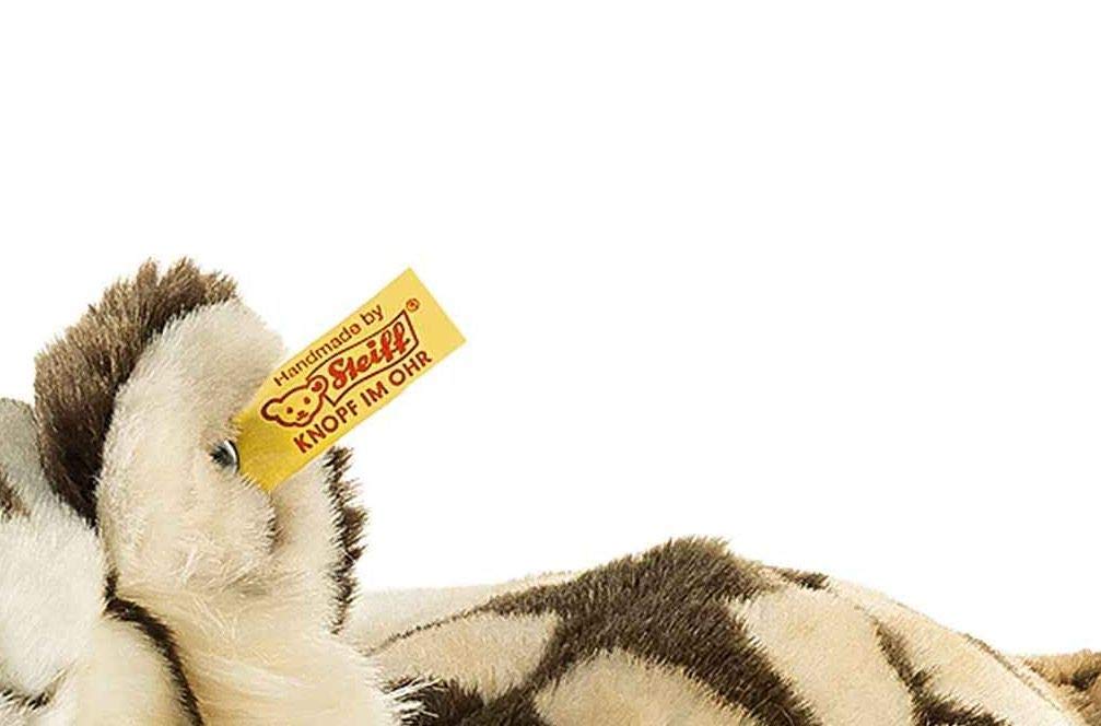 Steiff 066153 Bharat – Tigre de Peluche (Tumbado, 43 cm), Color Blanco