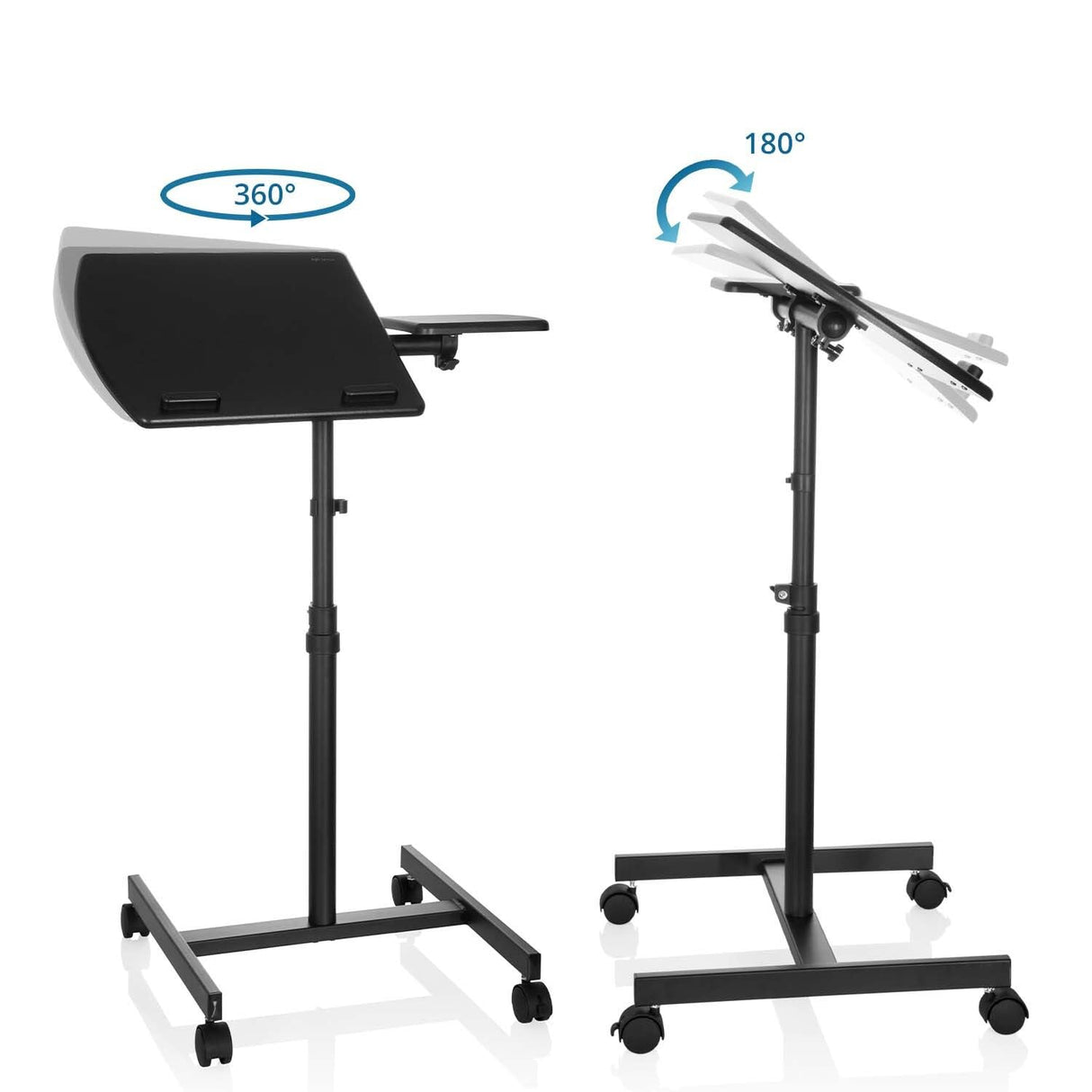 hjh OFFICE 802110 Mobile Laptop Escritorio para computadora VM-SL Negro, Portátil de la Mesa de Altura Regulable con Ruedas, con Soporte para ratón