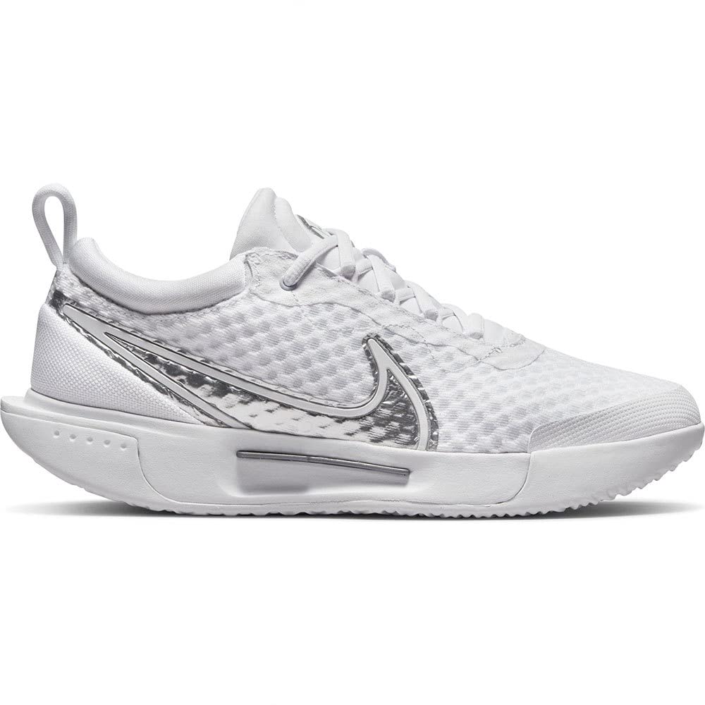 NIKE Court Zoom Pro, Zapatos de Tenis para Mujer, White Metallic Silver, 41 EU
