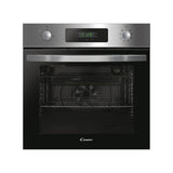 Candy Idea FIDC X605, Horno Multifunción, 65L, 2400W, 1 Bandeja y 2 Rejillas, Ventilador Radial, 9 Funciones, Temporizador, Display táctil, Puerta Doble Cristal Desmontable, Inox y Negro