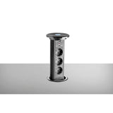 Ekotech Enchufe retráctil ET111 – Torre con función de carga QI USB-C & A y 3 enchufes Schuko 230 V, aluminio negro