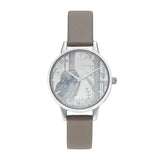 Olivia Burton Reloj Analógico de Cuarzo para Mujer Colección Snow Globe con Correa de Cuero Vegano Gris - OB16SG10