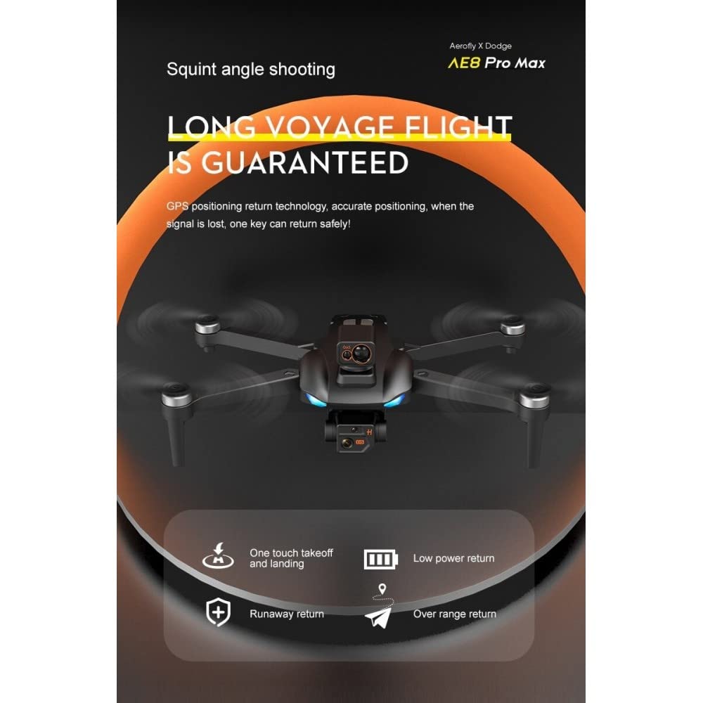 LUXWALLET Aerofly X Dodge - 30km /h - GPS Drone + OAS (Sensor para Evitar obstáculos) - 1200 Meter - Cámara de 1 Eje - Estabilizador EIS