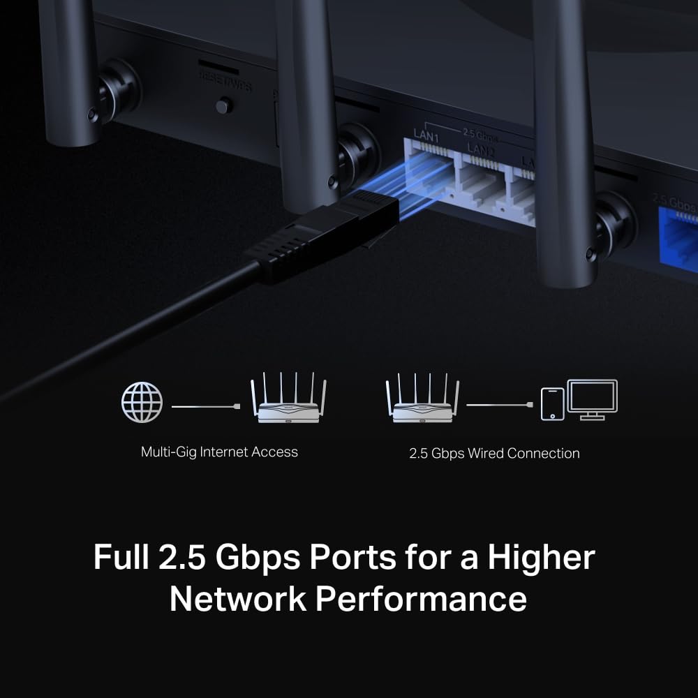MERCUSYS MR47BE-Router Wi-Fi 7 de Triple Banda BE9300,5760 Mbps en Banda 6G,Operación Multi-Link(MLO),4× Puertos 2.5G, 320 MHz,4KQAM,EasyMesh,6 Antenas,WPA3,App config 【Nuevo】