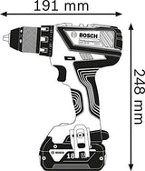 Bosch Professional 18V System GSR 18V-28 - Atornillador a batería (63 Nm, Ø máx. tornillo 10 mm, 2 baterías x 2,0 Ah, en L-Case)