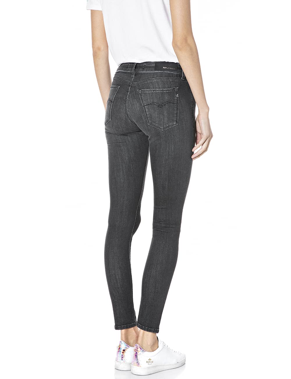 REPLAY Luzien Powerstretch Denim Jeans para Mujer, Negro (098 Black), 31W/30L