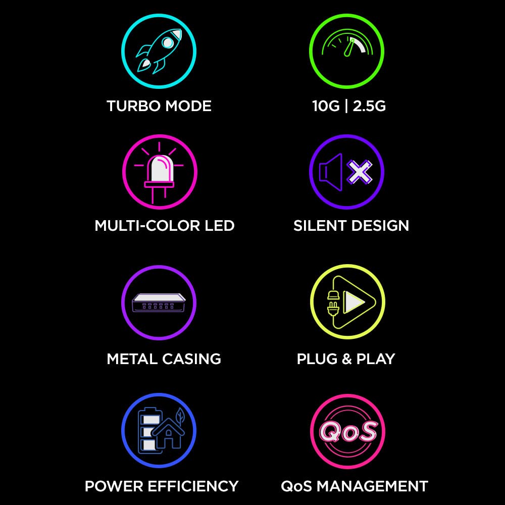 D-Link DMS-106XT Switch Multigigabit para Gaming, 5 Puertos LAN 2.5 Gigabit, 1p LAN 10 Gigabit, sin gestión, diseño avanzado con Leds, Turbo Mode, IGMP Snooping, priorización Inteligente