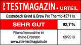 GASTROBACK Cafetera Grind & Brew Pro Thermo, plata, negro