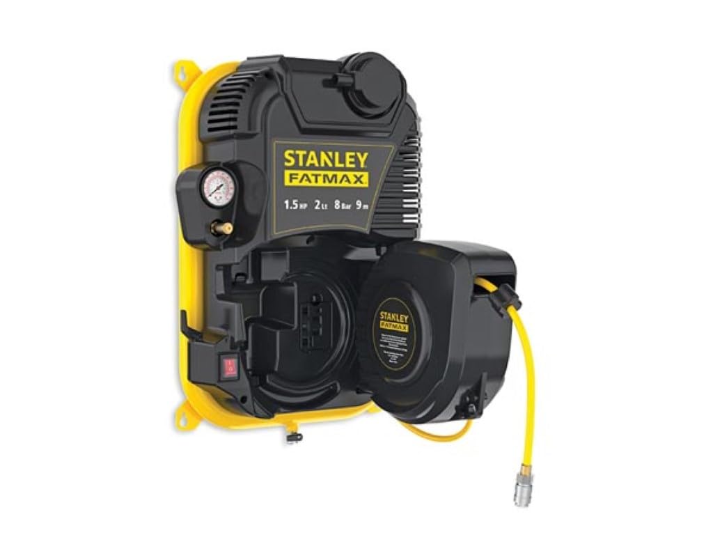 Stanley Fatmax – Walltech Pro Compresor de pared con depósito 2L, negro/amarillo