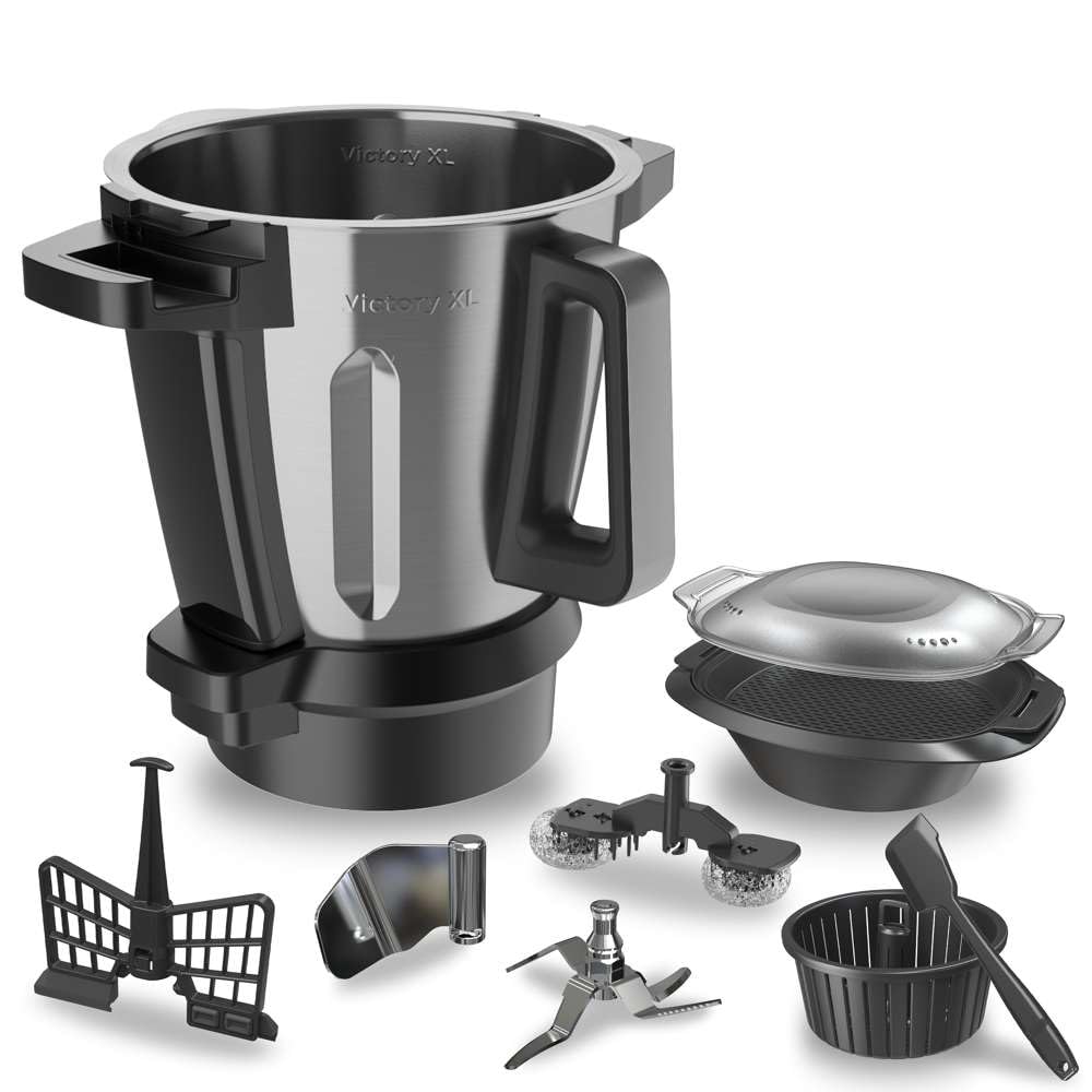 Cecotec Robot de Cocina Multifunción con Dispensador de Alimentos Mambo CooKing Victory. 1700W, 45 Funciones, Miles de Recetas Guiadas, Jarra Victory de 4,5L, Accesorios: Vaporera o Cesto para Hervir