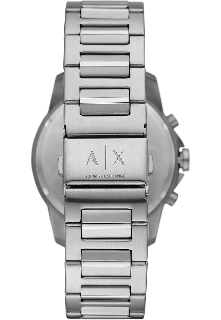 Armani Exchange Reloj Hombre, Movimiento cronógrafo de Cuarzo y Caja de 44mm con Correa de Acero Inoxidable