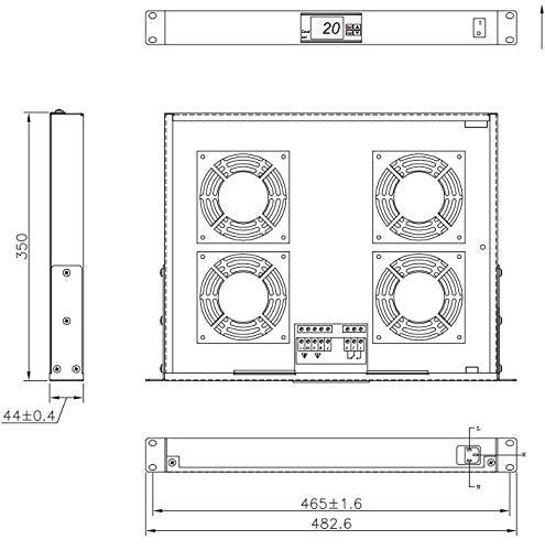 'ventolazione Armarios Techy 4 ventiladores 1U para rack 19 con termostato LED gris