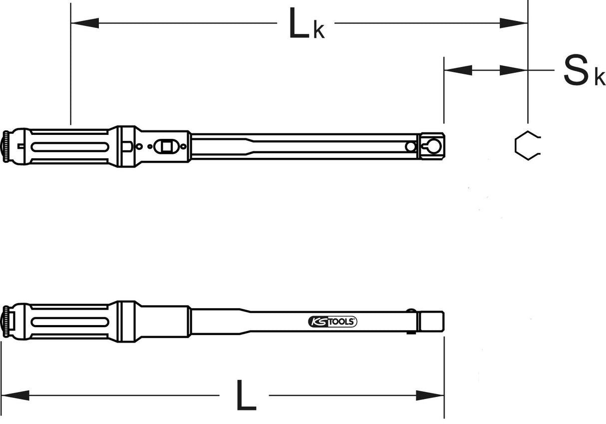 KS Tools 516.1672 - Llave dinamométrica con alojamiento cuadrado encajable (565 mm, 60-320 Nm, 14 x 18 mm)