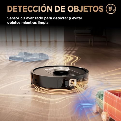 Shark PowerDetect Robot Aspirador y mopa 2 en 1, Base NeverTouch Pro con Limpieza, Carga y Vaciado automáticos, 60 días, navegación 3D y LiDAR, NeverStuck, WiFi/App, Negro, RV2800ZEEU