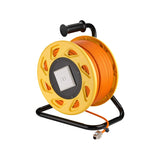 goobay 58934 Carrete de Cable de Red móvil Cat 7A S/FTP Incl. Conector RJ45 Keystone, apantallado en 2 Pliegues, sin halógenos, 1000MHz, 50m, Naranja