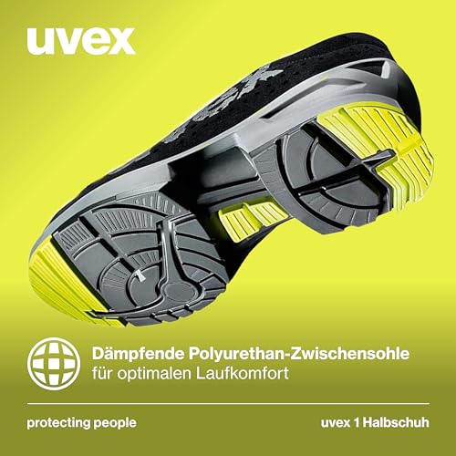 Uvex Zapatos de Trabajo 1 - Zapatos de Seguridad S1 SRC ESD - Cal-Negro, Talla:41