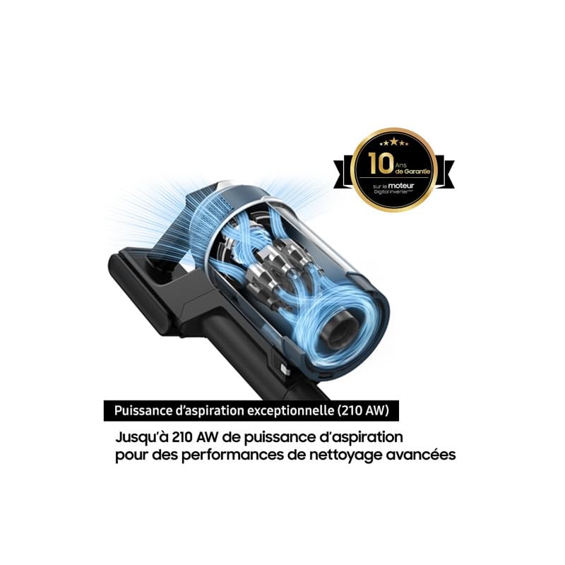 Samsung VS20B95C43W/WD Aspirador de Mano inalámbrico, Plástico, Metal Cromado Negro