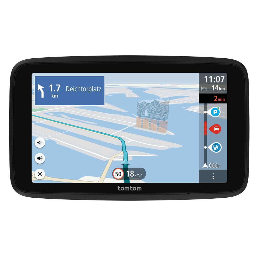 Tomtom GPS Coche GO Advanced (6", con información de tráfico y Alerta de radares, actualizaciones de mapas del Mundo por Wi-Fi, indicación de carriles en Movimiento y Soporte Reversible Integrado)