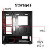SaharaGaming P44 - Carcasa de Malla Negra y Vidrio Templado sin Ventilador ni concentrador, Compatible con E-ATX, ATX, Micro-ATX e ITX