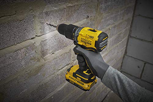 STANLEY SFMCD715D2K-QW Taladro Percutor V20 LI-Ion 18V Brushless con 2 Baterías 2Ah Inlcuye Cargador y Maletín
