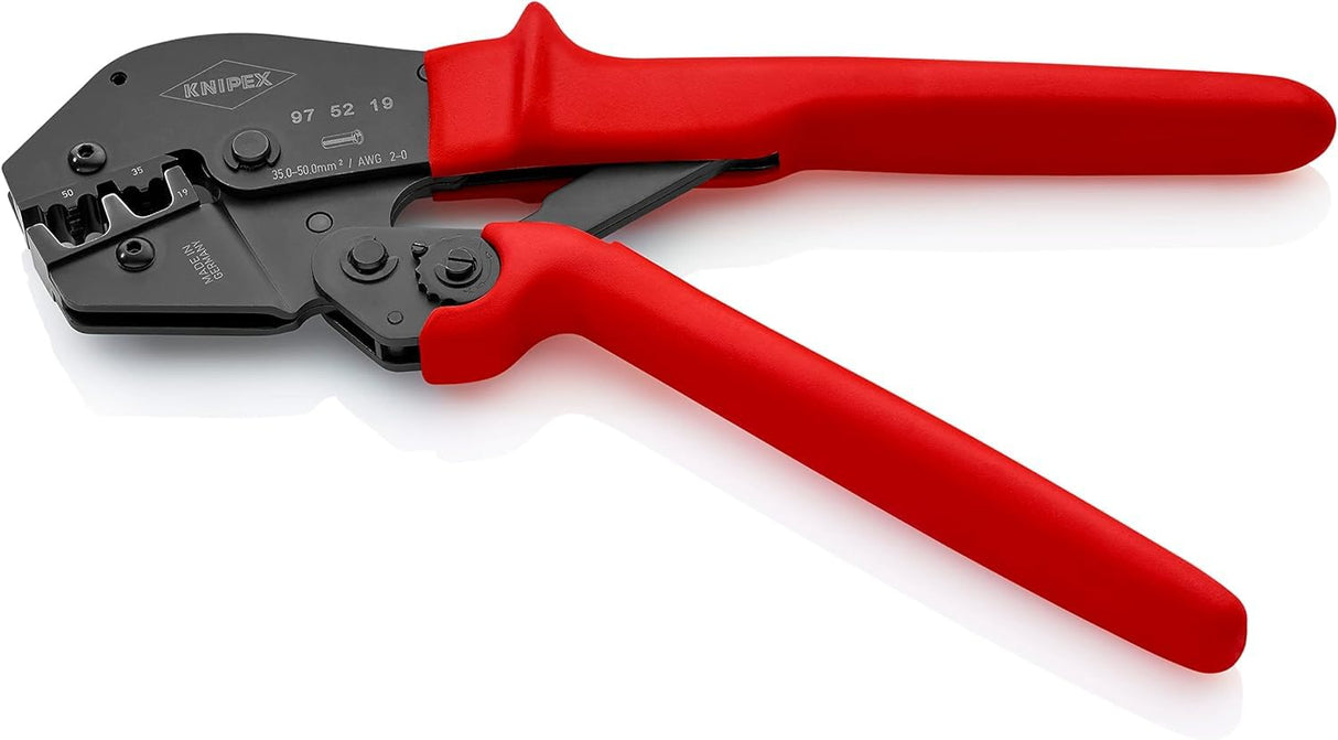 Knipex Alicate para crimpar terminales también para trabajar a dos manos bruñido, con fundas de plástico antideslizantes 250 mm 97 52 19