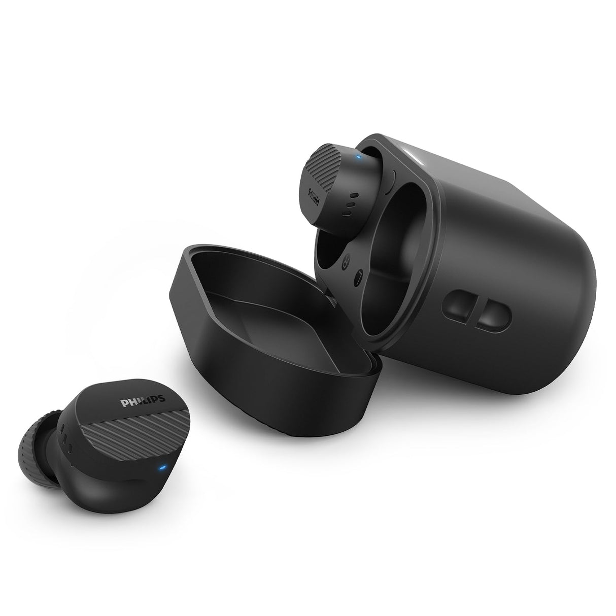Philips TAT5000BK Auriculares pequeños in Ear Bluetooth Cancelación Ruido True Wireless - Graves dinámicos, Estuche de Bolsillo, 40 h reproducción, Llamadas claras, Desplazamientos o Deporte - Negro