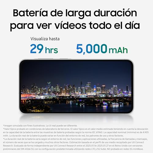 Samsung Galaxy A56 5G 256GB, Teléfono Móvil, 8GB RAM, 50MP Cámara, Negro, Garantía del Fabricante 3 Años + 1 Año Extra