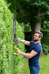 RYOBI - Cortasetos 18V One+ con Batería 18V One+ 2,0 Ah y Cargador 1,5A - Espada 55cm, Capacidad máx. 24mm, Velocidad 2700 RPM - Recogedor de Residuos HedgeSweep, Funda Protectora - RY18HT55A-120