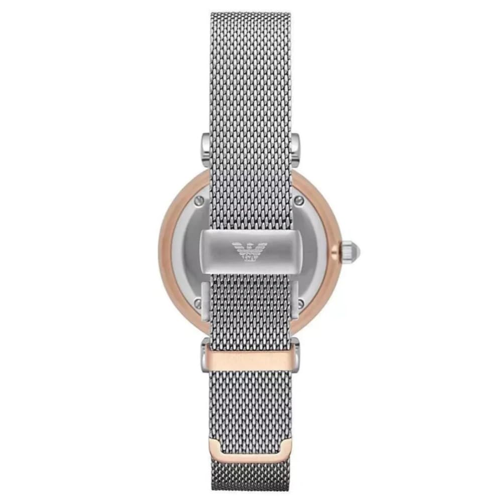 Emporio Armani Reloj Mujer, Movimiento de cuarzo, caja 32mm 2T Plata/Rosa con correa de acero, AR2067, Gris y gris perla