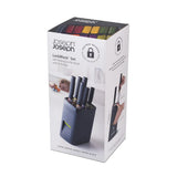 Joseph Joseph LockBlock, Bloque de Cuchillos con cierre automático y 6 cuchillos de acero inoxidable, negro