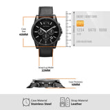 Armani Exchange Reloj Hombre, Movimiento Cronógrafo Cuarzo y Caja 45mm con Pulsera Piel, Grafito
