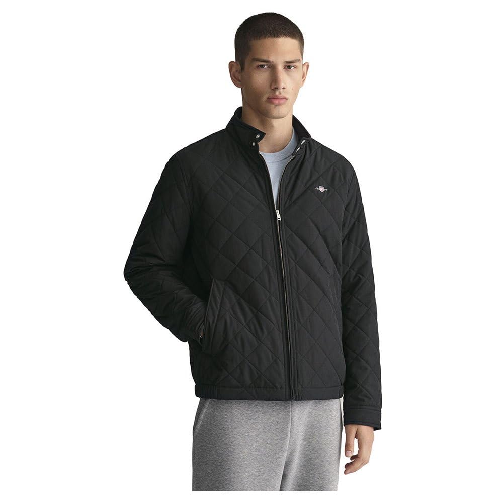 GANT Tramposo de Viento Acolchado Chaqueta, Negro, XL para Hombre