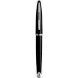 Waterman Carène Black Sea pluma estilográfica | color negro muy brillante con adorno chapado en paladio | plumín mediano con cartucho de tinta azul | estuche de regalo