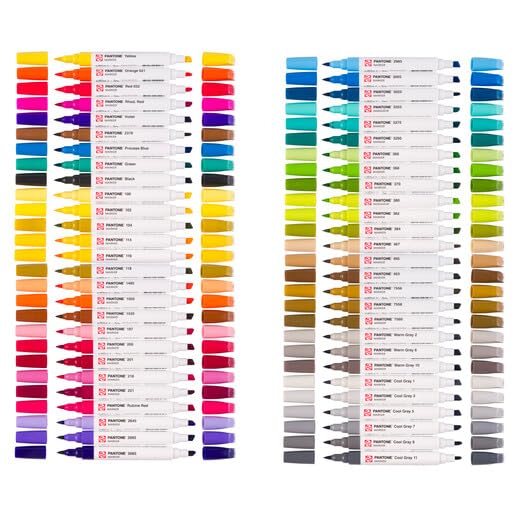 Talens | Pantone Marker Set de 54 | Rotulador Doble Punta con Punta de Pincel y Cincel | Tinta Pigmentada a Base de Agua en Colores Pantone