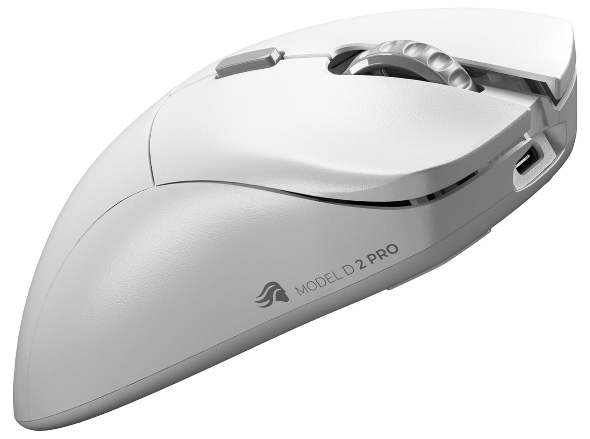 Glorious Gaming Model D 2 Pro 4K/8K Ratón Gaming inalámbrico - 2,4 GHz 1 ms de retardo, sondeo 4K/8K, 100M clics, 62 g superligero, Gran batería, Sensor PPP 26K, RGB, ergonómico, 6 Botones - Blanco